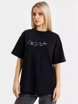 Футболка женская черная с печатью