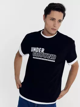 Футболка женская черная с печатью