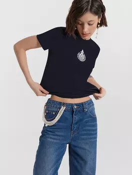 Футболка женская черная с принтом