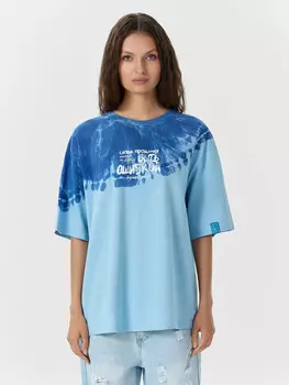 Футболка женская голубая с надписью