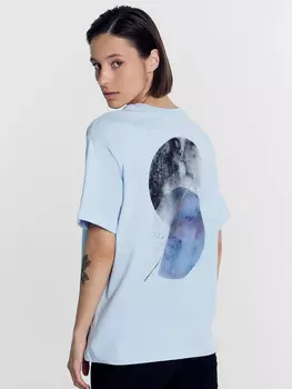 Футболка женская голубая с печатью