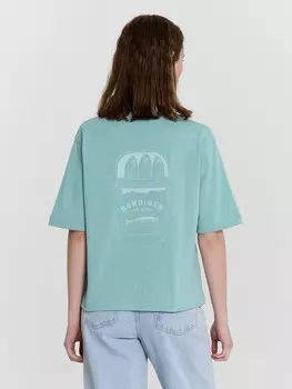 Футболка женская голубая с принтом