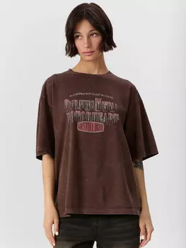 Футболка женская коричневая с надписью