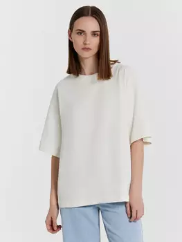 Футболка женская кремовая оверсайз