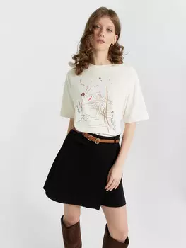 Футболка женская кремовая с принтом