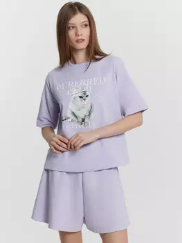 Футболка женская лавандовая с принтом и надписью
