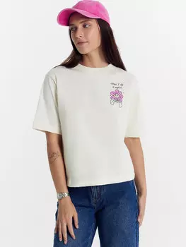 Футболка женская молочная с печатью