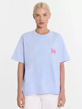 Футболка женская пастельно-голубая с печатью