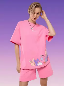 Футболка женская пастельно-розовая с печатью