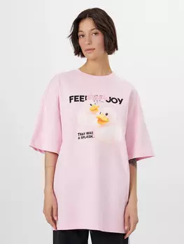 Футболка женская розовая с принтом и надписью