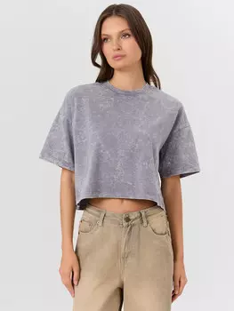 Футболка женская серая с обработкой