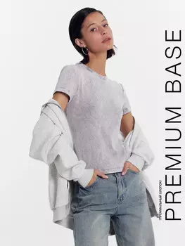 Футболка женская серая с обработкой эйсид