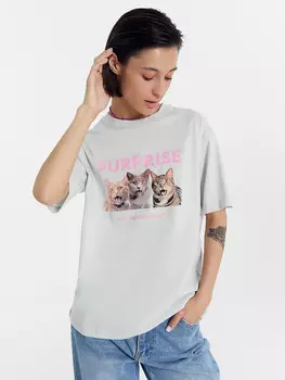 Футболка женская серая с принтом