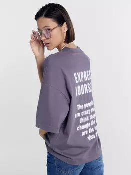 Футболка женская серая с печатью