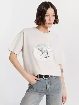 Футболка женская серая с принтом