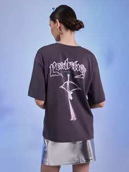 Футболка женская серая с принтом