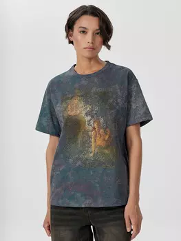 Футболка женская серая с принтом русалок