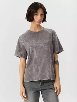 Футболка женская серая со стразами