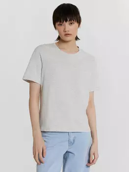 Футболка женская серая укороченная