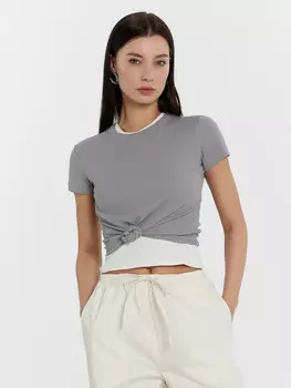 Футболка женская серая в рубчик