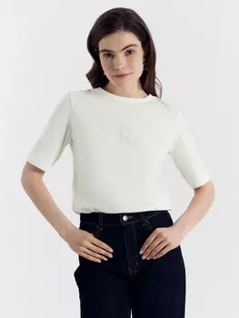 Футболка женская светло-молочная с печатью