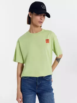 Футболка женская светло-зеленая с печатью