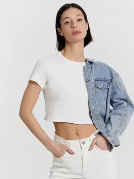 Футболка женская укороченная белая