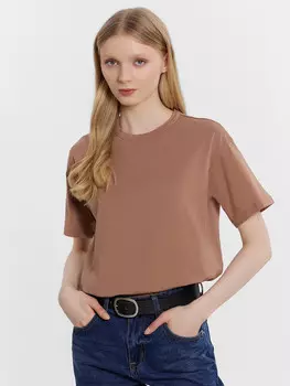 Футболка женская укороченная коричневая
