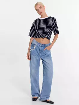 Футболка женская в черно-белую полоску