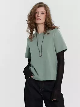 Футболка женская зеленая оверсайз