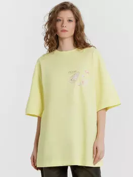 Футболка женская желтая с принтом и надписью