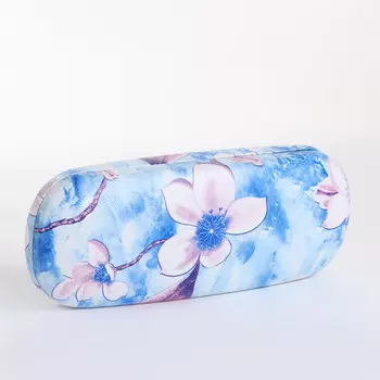 Футляр для очков на хлопушке, с цветочным принтом, размер 1663.5 см, голубой