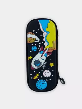 Футляр-пенал школьный в черном цвете с космическим принтом