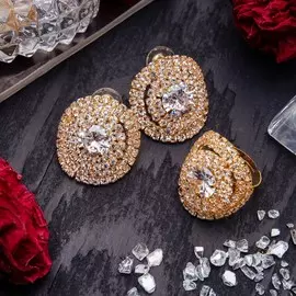 Гарнитур 2 предмета: серьги, кольцо безразмерное