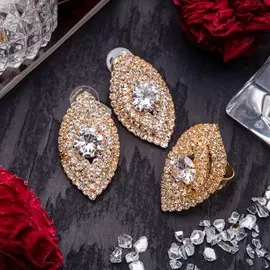 Гарнитур 2 предмета: серьги, кольцо безразмерное