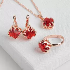 Гарнитур 3 предмета: серьги, кулон, кольцо безразмерное