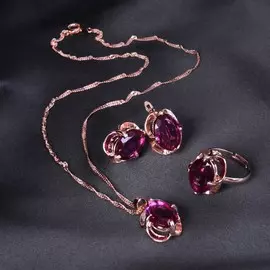 Гарнитур 3 предмета: серьги, кулон, кольцо безразмерное