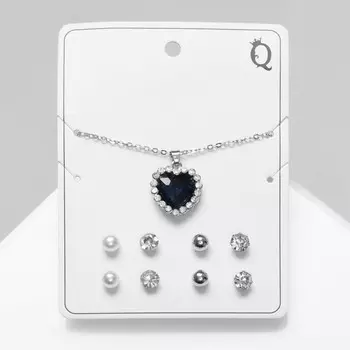 Гарнитур 5 предметов: 4 пары пусет, кулон