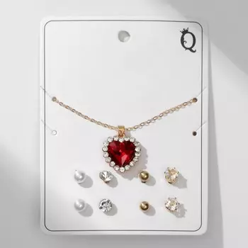 Гарнитур 5 предметов: 4 пары пусет, кулон