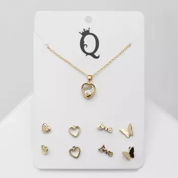 Гарнитур 5 предметов: серьги (4 пары), кулон