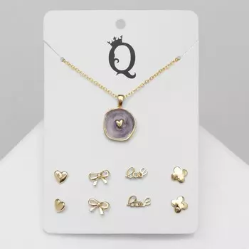 Гарнитур 5 предметов: серьги (4 пары), кулон