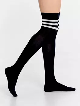 Гольфы женские черные с 3-мя полосками