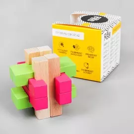 Головоломка деревянная сборная разноцветная 7,5х7,5х7,5 см