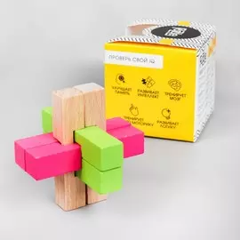 Головоломка деревянная сборная разноцветная 7,5х7,5х7,5 см