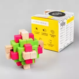 Головоломка деревянная сборная разноцветная 7,5х7,5х7,5 см