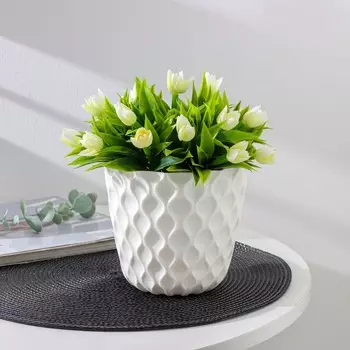 Горшок для цветов с поддоном wave, 1.4 л, d=14.5 см, пластиковый, белоснежный