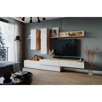 Гостиная фрида, дуб вотан/белый глянец