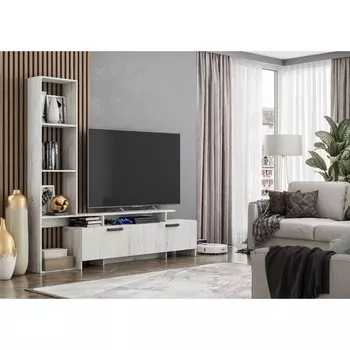 Гостиная лучиана, 1872х310х1750, дуб крафт белый/дуб крафт белый