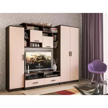 Гостиная марта-12, 1920х2400х440, венге/дуб молочный