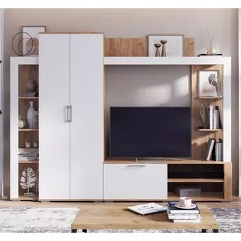 Гостиная невада, 2379х386х1770, дуб крафт золото/сноу мдф